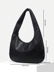1pc Women's Retro Minimalist Casual Faux Leather Woven Texture Large Capacity Shoulder Bag, Suitable For Outings, Dates, Commuting