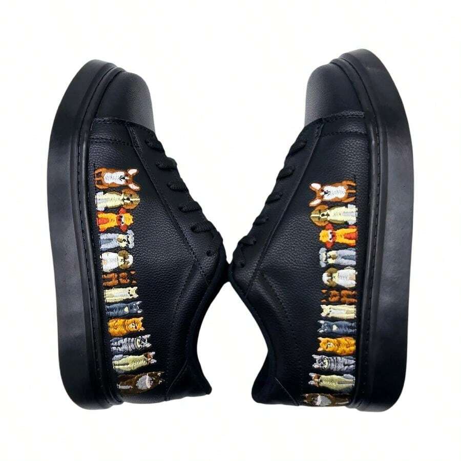 Tenis Bordados de Perros y Gatos - Negro - Ver 1