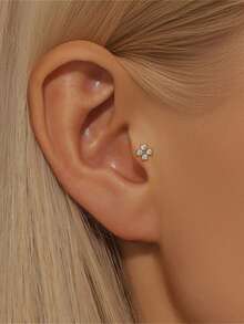 1 件 925 纯银耳环，女士奢华风格，2024 年流行耳钉/吊坠耳环，适合派对新娘珠宝精美珠宝 - 金色 - 查看 3