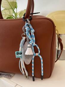 1个时尚创意羽毛球钥匙扣，DIY包包挂件可爱配饰礼品 - 淺藍色 - 查看 2