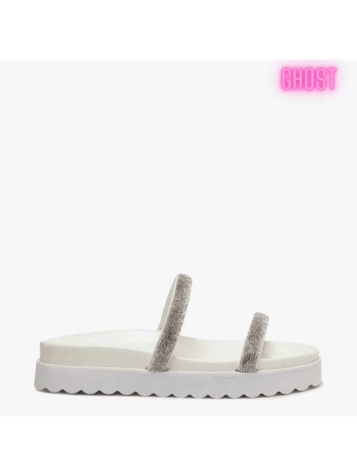 Women's  Rhinestone Sandals Glitter Flat Sandal - trắng - Xem 1