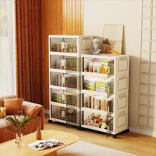 1/2/3/4 Niveles de contenedores de almacenamiento apilables de plástico con tapa y ruedas, cajas de almacenamiento plegables con puerta magnética, cajas de almacenamiento multicapa, organizador de ropa, organizador de plástico, estantería apilable, gabinete de almacenamiento de snacks, estantería de libros, organizador de dormitorio, almacenamiento doméstico, camiseta blanca de mujer, pantalones negros de mujer, ropa de invierno para señoras, vestido