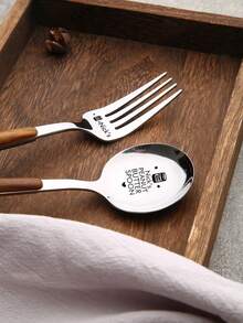 2 piezas Juego de cubiertos personalizado, Cuchara personalizada - Juego de cuchara y tenedor con nombre grabado personalizado - Juego de cubiertos de acero inoxidable, Tenedores de mesa de acero inoxidable, Vajilla personalizable, Juego de cubertería personalizada, Regalo de aniversario, cumpleaños, Navidad, Halloween, amigo - multicolor - Ver 3