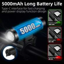 WEST BIKING Đèn xe đạp, đèn pha có thể tháo rời, đèn hợp kim nhôm có độ sáng cao để đi xe ban đêm - Nhiều màu - Xem 5