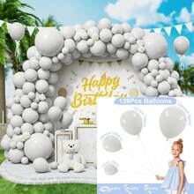 139 件沙色、白色、玫瑰色、红色、橙色、黄色、蓝色、黑色、粉色、紫色、棕色、绿色乳胶花环气球，适用于婚礼、生日、新娘送礼会、单身派对装饰、性别揭示、派对装饰、室内和室外装饰 - 彩色 - 查看 24