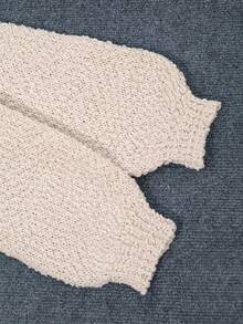 Plus Size Solid Color Crew Neck Casual Long Sleeve Knit Sweater, For Winter - Apricot - View 9