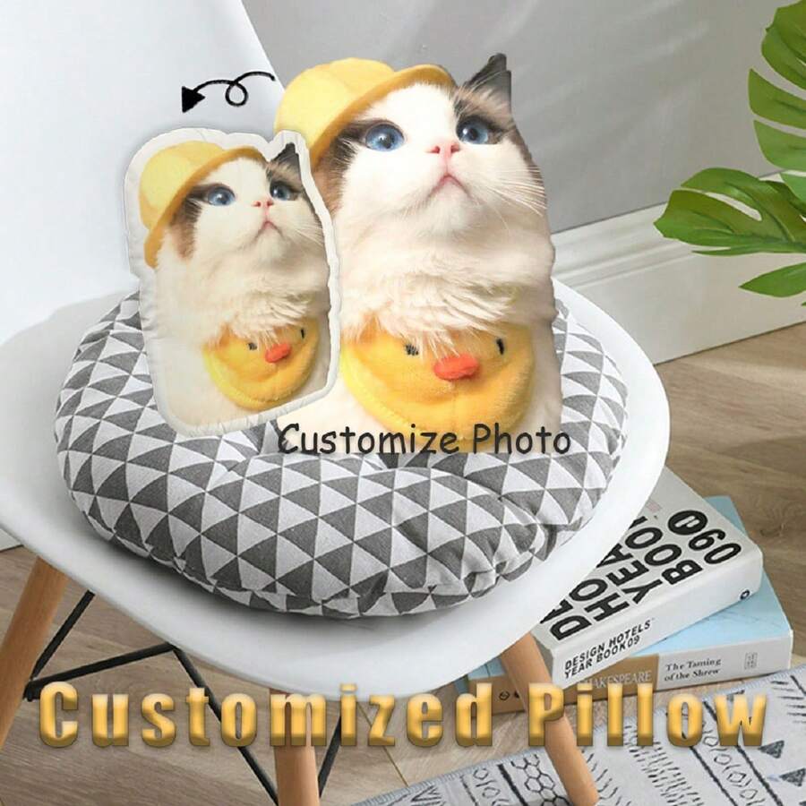 定制宠物照片枕头 - 个性化毛绒狗和猫靠垫，生日、圣诞节的完美礼物 - 适用于沙发和卧室，双面定制 - 上傳圖片客製化抱枕 - 查看 1