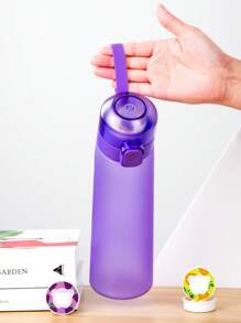 1 pieza Botella de agua con sabor, set inicial de botellas, botella de bebida con 1 cápsula de sabor aleatorio adecuada para gimnasios, escuelas, botella de agua con sabor, para exteriores, campamento