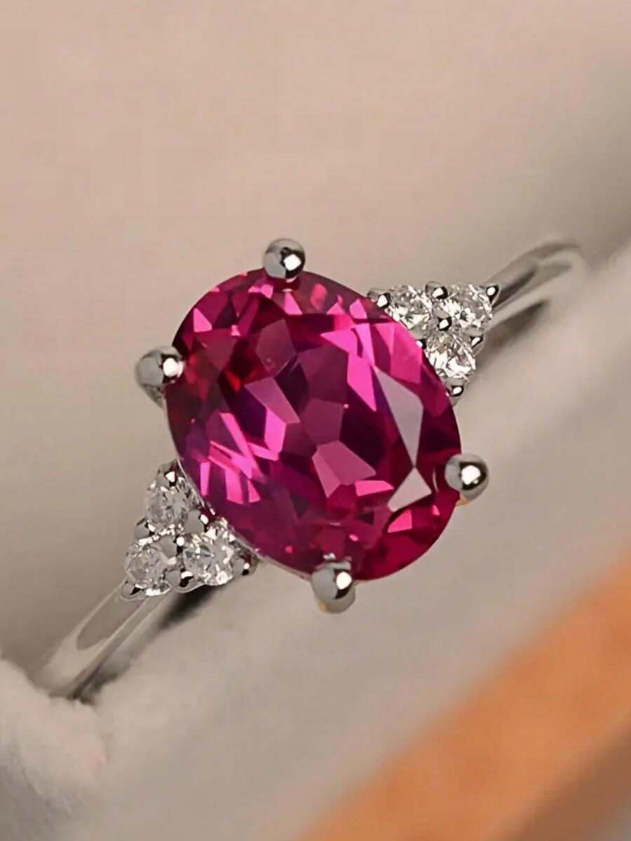 1pc Genuine Captivating Princess Cut Cubic Zirconia SilverTone Women's