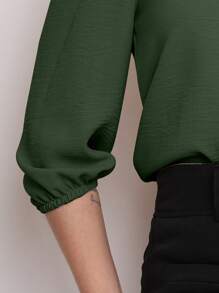 Women's Blouse Tailored Simplicity Elegant Social Basic Crepe 3/4 Sleeve Princess Tamires - 軍綠色 - 查看 7