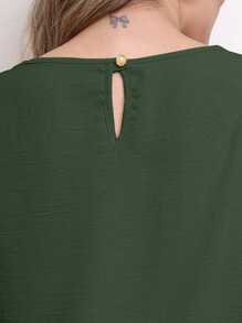 Women's Blouse Tailored Simplicity Elegant Social Basic Crepe 3/4 Sleeve Princess Tamires - 軍綠色 - 查看 8