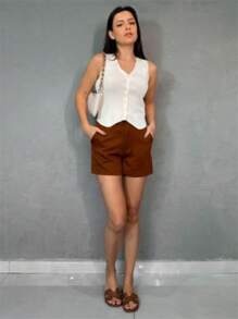 Shorts Lisa Fk Fashion - Cà phê nâu - Xem 1