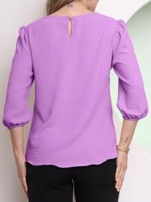 Women's Blouse Tailored Simplicity Elegant Social Basic Crepe 3/4 Sleeve Princess Tamires - 淡紫色 - 查看 2