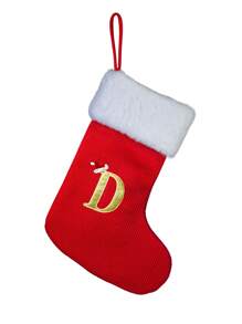 1 PEÇA, Meias de Natal, Meia de Natal Tricotada com Inicial, Meia de Natal com Monograma, Meia de Natal Média Personalizada com Inicial de 12 Polegadas, Meia de Natal Personalizada com Letra de A-Z, Meia de Natal Tricotada Vermelha, Meia de Natal Personalizada com Inicial, Meias de Natal Personalizáveis, Meia de Natal Personalizada para Decoração de Casa