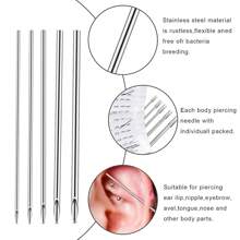 Piercing Needles Stainless Steel Needles For Piercing Disposable Ear Nose Navel Nipple Lip Tongue Hollow Piercing Needle - Silver - View 5