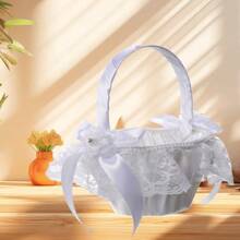 1pc Nơ ren Giỏ hoa cầm tay phù dâu Giỏ hoa cưới - Nhiều màu - Xem 3