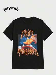 Payeah Crab Rangoon Metal Classic T-Shirt  Casual Digital Print  Pure Heavy Cotton T Shirt - màu đen - Xem 1