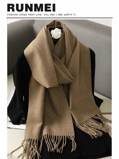 1 pieza Bufanda de color sólido de cachemir vívido amarillo para mujer con flecos de 30*180cm, suaves chales para primavera, verano, otoño e invierno