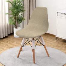 1/2/4/6pcs Corduroy Imitational Velvet Eames Chair Cover Elastic Plastic Shell Chair Seat Cushion Slipcover, Solid Color - Multicolor - View 16