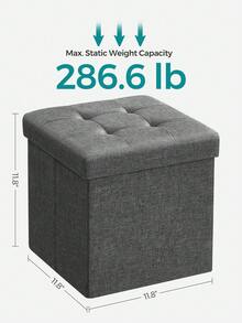 SONGMICS -Banco otomano Plegable de Almacenamiento, 30 x 30 x 30 cm, reposapiés otomano, baúl de Almacenamiento, Carga 130 kg, para Sala de Estar, Entrada, Dormitorio, Gris Oscuro - Gris Oscuro - Ver 5