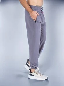 Iced Fabric Pants With Zipper Pockets - Gris Claro - Ver 3
