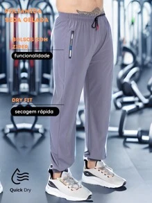 Iced Fabric Pants With Zipper Pockets - Gris Claro - Ver 1