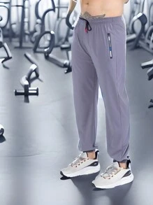 Iced Fabric Pants With Zipper Pockets - Gris Claro - Ver 2
