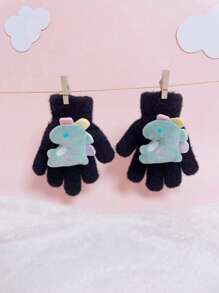 1 双儿童熊猫卡通水貂毛针织手套 - 1Pair - 查看 15