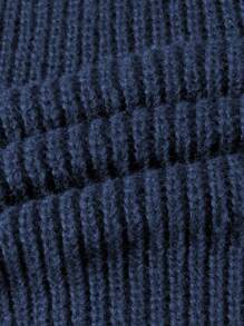 ANDREILEEANDREILEE Men's Street Fashion Design Handmade Lace-Up Hem & Cuff Distressed Fringe Black Minimalist Casual Loose Fit Pullover Knit Sweater, Suitable For Spring, Autumn, Winter - Blue - View 8