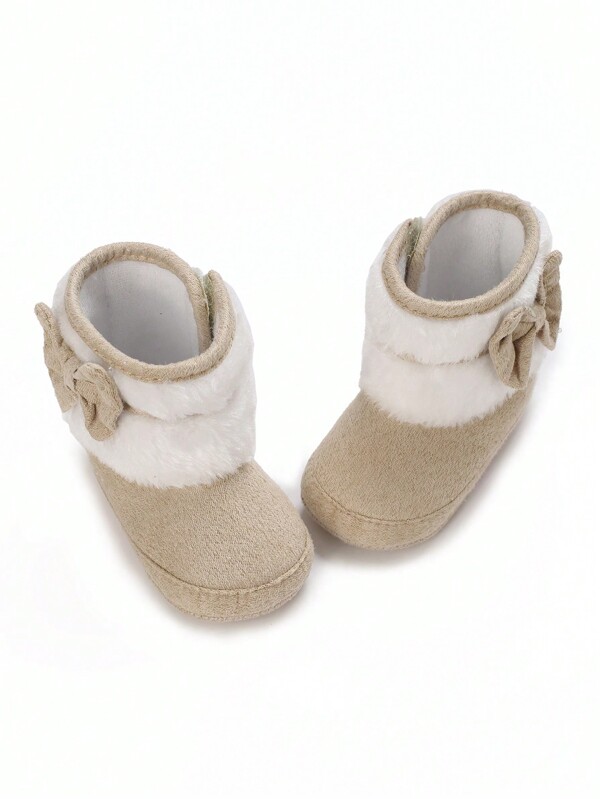 Baby/Kleinkinder Mädchen weiche Sohle einfarbige Stiefel mit Schleifen-Dekor, Prinzessinnenstil für den Winter