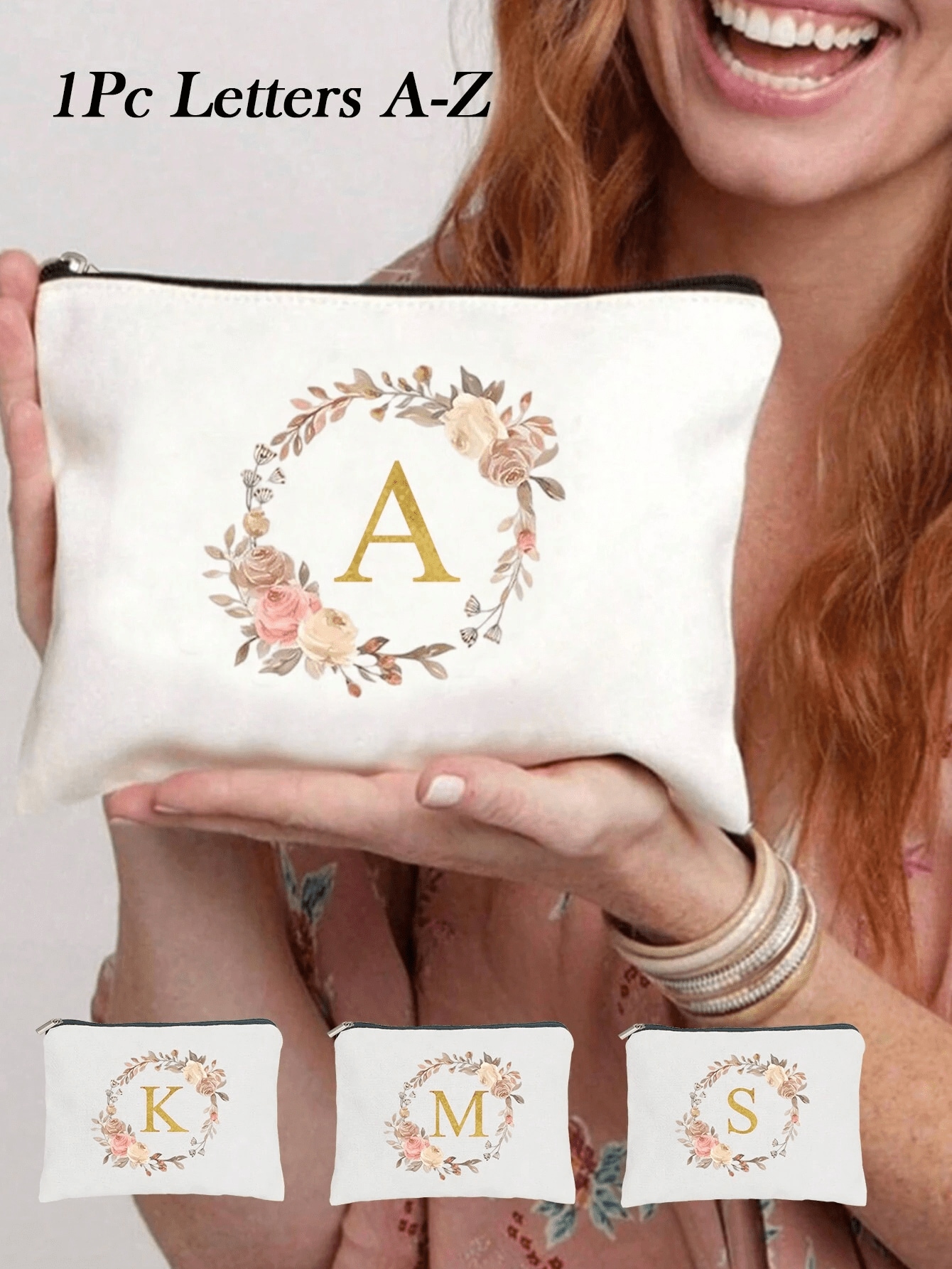 1 حقيبة مستحضرات تجميل محمولة بنمط الحروف، هدايا ع...