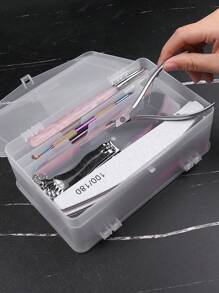1Pc Double Layer Storage Box For Nail Tools, Large Capacity Toolbox That Can Hold Nail Polish, Glue, And Rubbing Strips, Double-Layer Compartment Storage Box