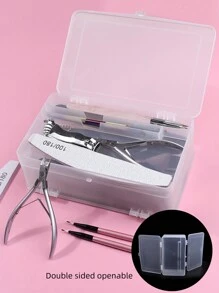 1Pc Double Layer Storage Box For Nail Tools, Large Capacity Toolbox That Can Hold Nail Polish, Glue, And Rubbing Strips, Double-Layer Compartment Storage Box