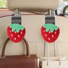 2 件装黄色雏菊花卡通挂钩汽车座椅靠背收纳袋，可爱卡通毛绒熊头，草莓，熊猫汽车装饰配件 - 均碼 - 查看 11