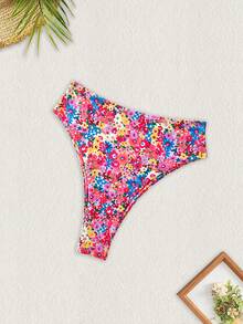 全新花卉软垫可调节肩带泳装清新比基尼套装，女士夏季海滩时尚 - 彩色 - 查看 7