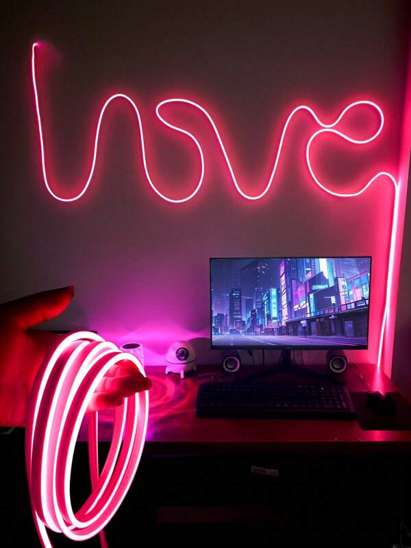 1m/2m/3m/4m/5m LED Touch Sensitive Neon Light Strip, USB Dimmable Flexible Decorative Ambient Light, Live Streaming Studio Makeup Mirror Vanity Bathroom Lighting