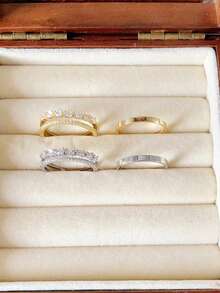 1 Bộ Nhẫn Hình Giọt Nước, Nhẫn Thiết Kế Thời Trang Cao Cấp - Vòng loại B - Xem 6