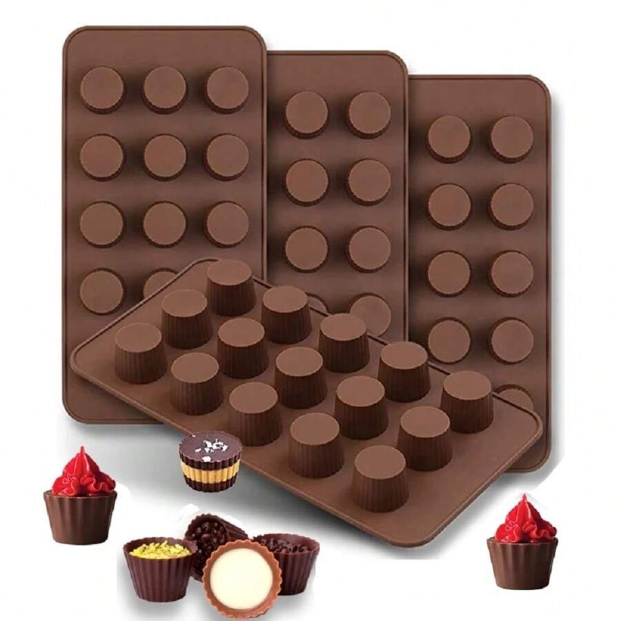 Silicone Fatbomb Mold,Mini Chocolate Cup Mold,Candy Mold,Peanut Butter Jelly Gummy Mold,Kitchen Accessories,Baking Tool - Chocolate Brown - View 1