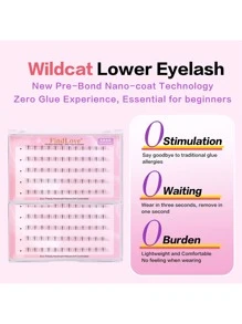 [自粘睫毛] 3/5 排 FindLove 下睫毛簇 Wild Cat 无需胶水睫毛个人 DIY 不同长度的睫毛自然柔软无胶睫毛手工睫毛礼物女士和女孩睫毛延长套装睫毛簇、睫毛簇、单根睫毛、睫毛、假睫毛 - C - 查看 10