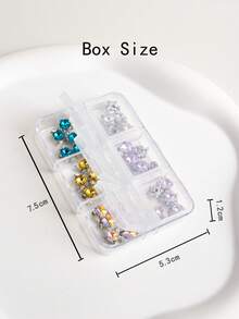 6 格 30 件花朵水钻指甲装饰，可满足您日常的指甲造型需求，欧美奢华铜镶嵌锆石指甲配件，简约百搭的金属闪光水钻指甲贴花，DIY 美甲装饰，时尚、简约、百搭的 Y2K 金属质感，水钻假指甲装饰，指甲首饰，美甲用品 - 彩色 - 查看 4