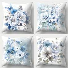 1 件花卉 3D 印花枕套/靠垫套，3 种尺寸可选，沙发和地板装饰（不含枕芯） - 彩色 - 查看 1