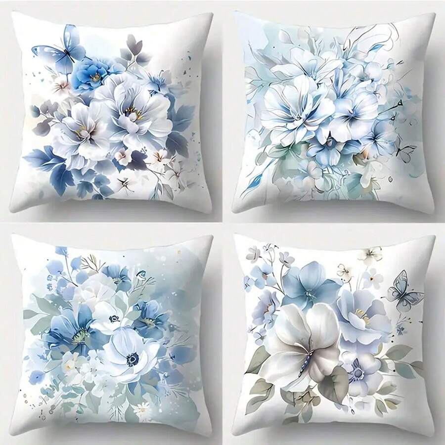 1 件花卉 3D 印花枕套/靠垫套，3 种尺寸可选，沙发和地板装饰（不含枕芯） - 彩色 - 查看 1