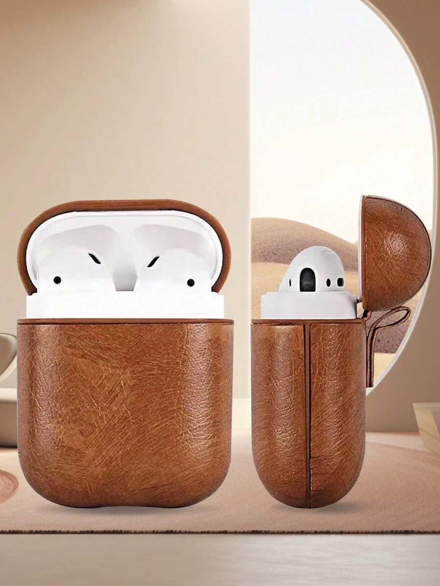 棕色皮革保护套适用于 Airpods Pro/2/3 代，贴纸皮套适用于 Apple 耳机 - 棕色 - 查看 1