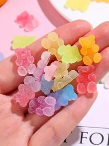 1 盒/50 个平背小熊软糖树脂饰品 50 个彩色迷你平背小熊软糖饰品，适用于美甲、珠宝制作和工艺品 美甲用品 指甲 美甲宝石 - 彩色 - 查看 2