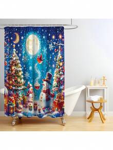 1pc/4pcs Quà tặng người tuyết Giáng sinh Cây thông Noel bánh gừng Bộ rèm phòng tắm, Rèm tắm chống thấm nước có 12 móc, Thảm phòng tắm, Thảm hình chữ U cho bồn cầu, Nắp bồn cầu, Vách ngăn phòng tắm, Phụ kiện phòng tắm, Đồ trang trí phòng tắm - Nhiều màu - Xem 5