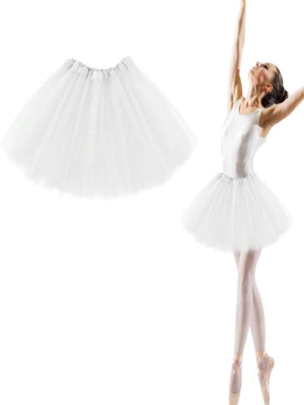 1 peça saia de balé de tule clássica de 3 camadas para mulheres e adolescentes, tecido elástico e fino, adequada para festa e fantasia de balé