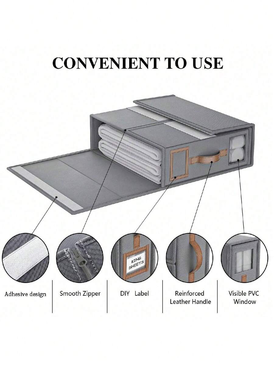 1 Pack Foldable Bed Sheets Set Organizers And Storage, Linen Fabric