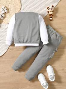 3 件套儿童实用风格运动衫 + 背心 + 长裤休闲套装 男童秋季 - 灰色 - 查看 2