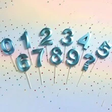 1pc Blue Numeric Birthday Cake Candle 0-9 Age Party Decorations - Blue - View 3