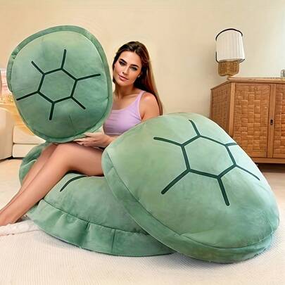 Almohada de peluche con caparazón de tortuga estilo Halloween - Cojín utilizable para siestas, fiestas y cosplay | Mezcla suave de fieltro/poliéster | Perfecto para Halloween, Navidad y Año Nuevo